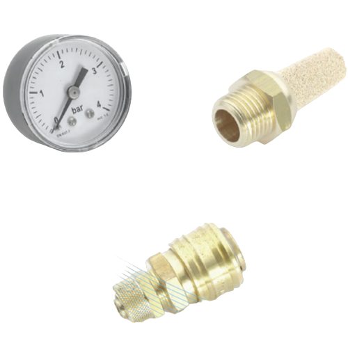 Silencer - pressure gauge - couplings