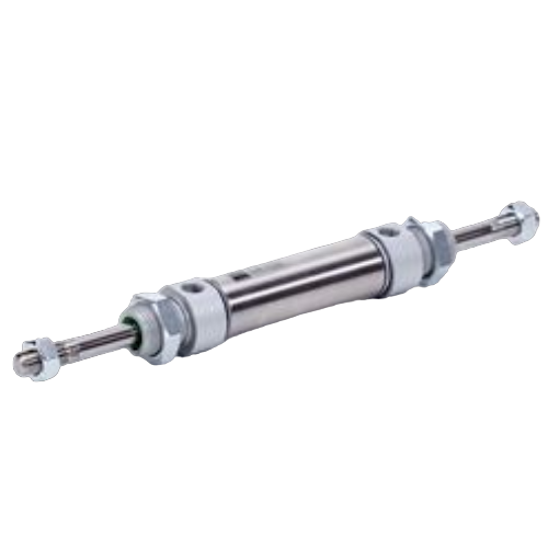 DOUBLE-ACTING ROUND CYLINDERS WITH CONTINUOUS PISTON ROD ACCORDING TO ISO 6432 MADE OF STAINLESS STEEL Ø 16 - 25 MM