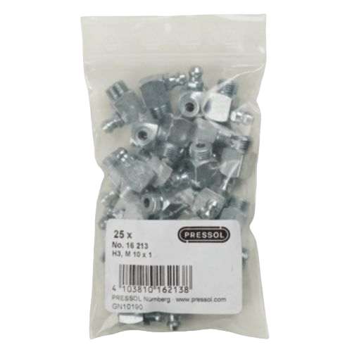 Grease nipples H3, H3 A, 90°, 25 pcs. in polybag