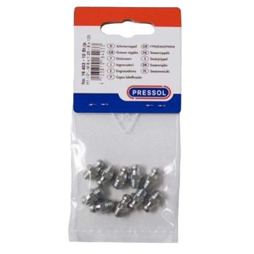 Hydraulic grease nipples H1, straight, 180°, 10 pcs. in polybag with headcard
