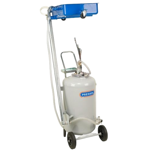 Waste oil drainage- and suction units with height adjustable collection tray